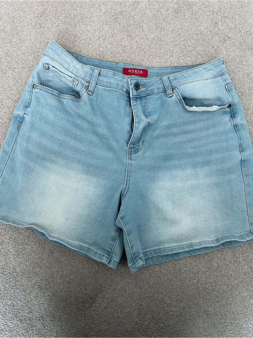GUESS Light Blue Denim Jean Shorts - Faded Wash